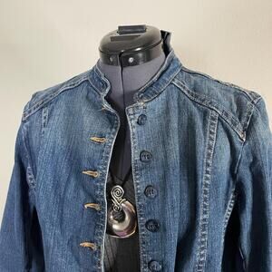 y2k vintage 2000s military button moto denim jacket